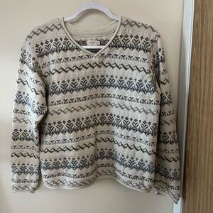 Women's Patterned Sweater - Cream and Green